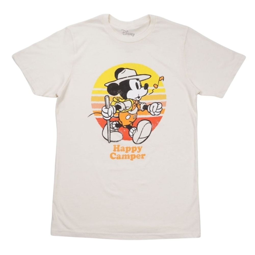 Disney Mickey Mouse Happy Camper Vintage Graphic Tee Unisex Medium